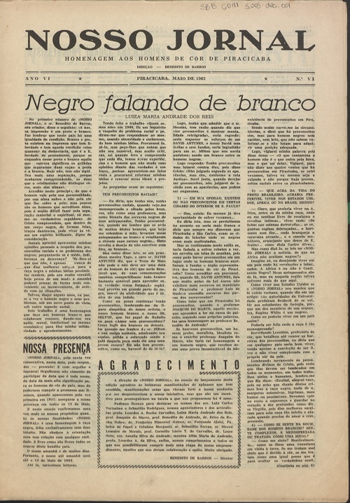 1. Primeira página do número 6 do Nosso Jornal, de maio de 1962.